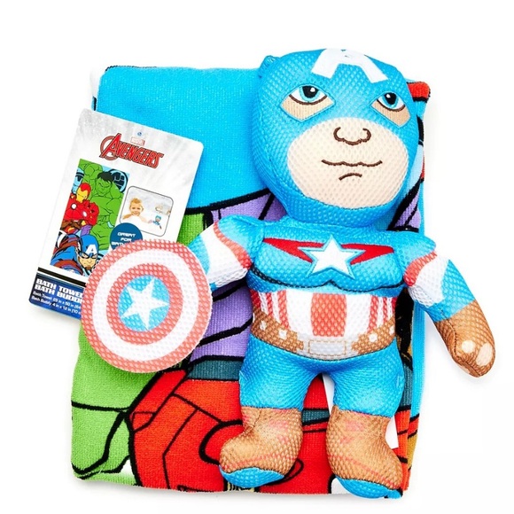 Captain America Marvel Avengers Hulk, Ironman Bath Towel Bath Sponge Buddy Set - Picture 3 of 4
